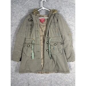 Abercrombie & Fitch Jacket‎ Womens Large Faux Fur Lining Green